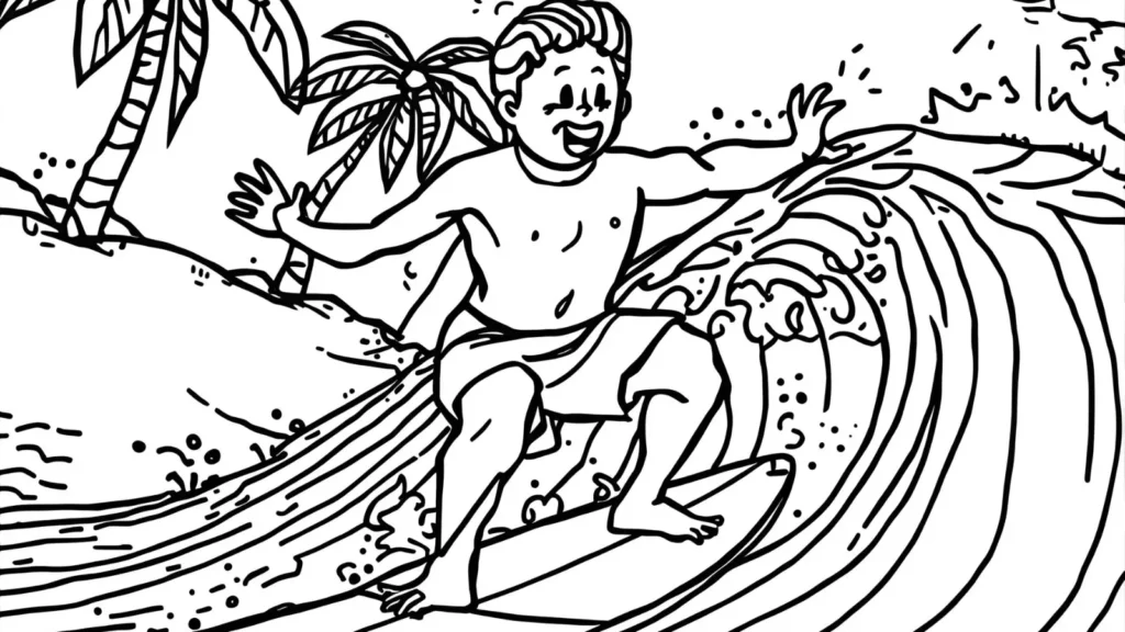 Surfing Adventure Coloring Pages