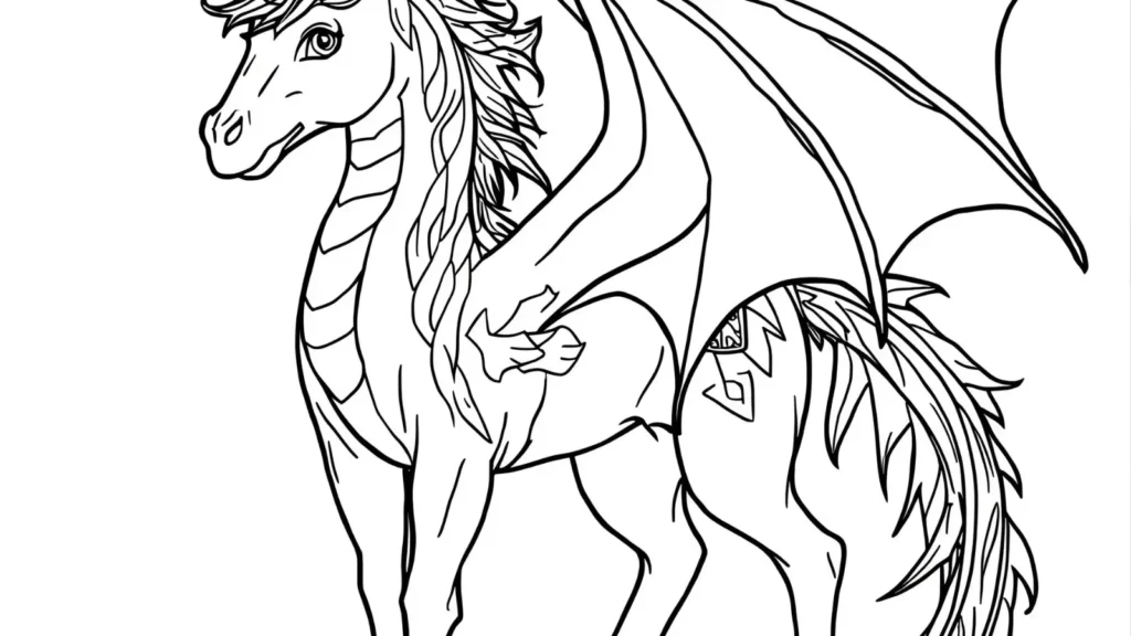 Unicorn Dragon Hybrid Coloring Page