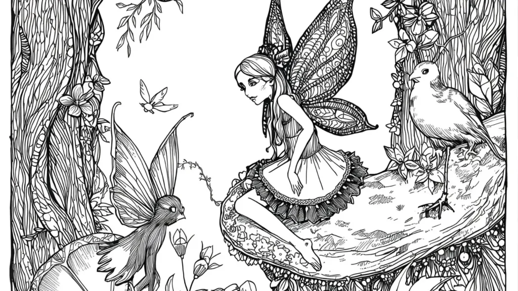 Woodland Fairy Coloring Pages
