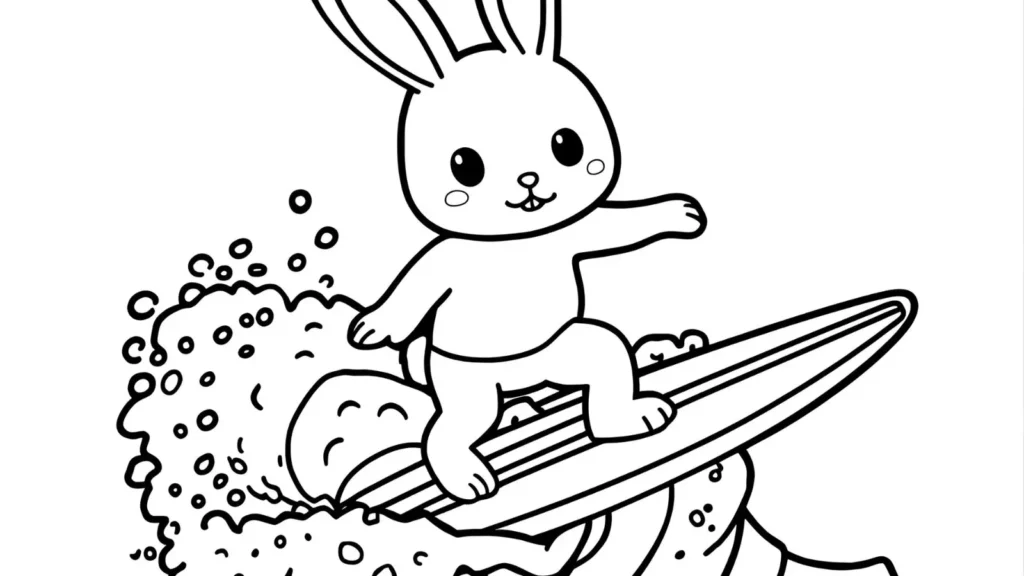 🌊 Surfer Bunny Coloring Pages