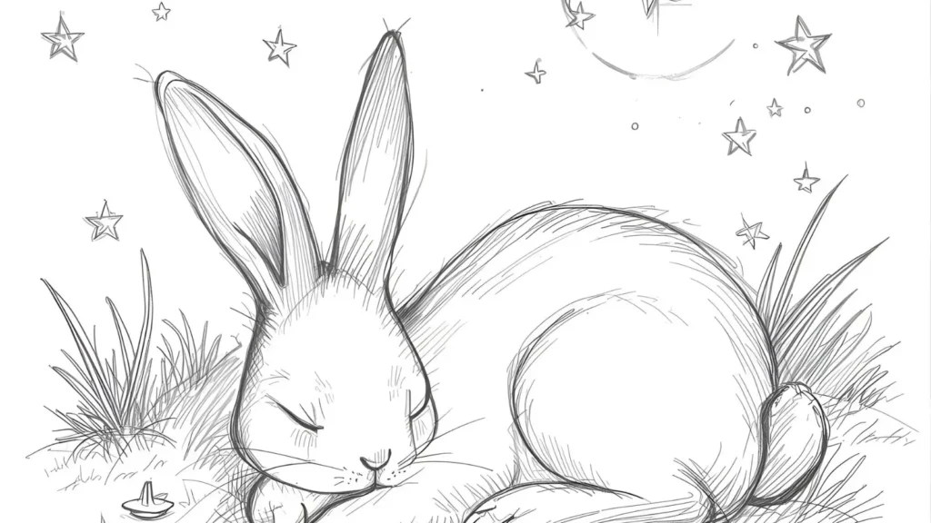 🌙 Sleepy Bunny Coloring Pages