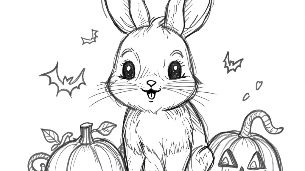 🎃 Halloween Bunny Coloring Pages