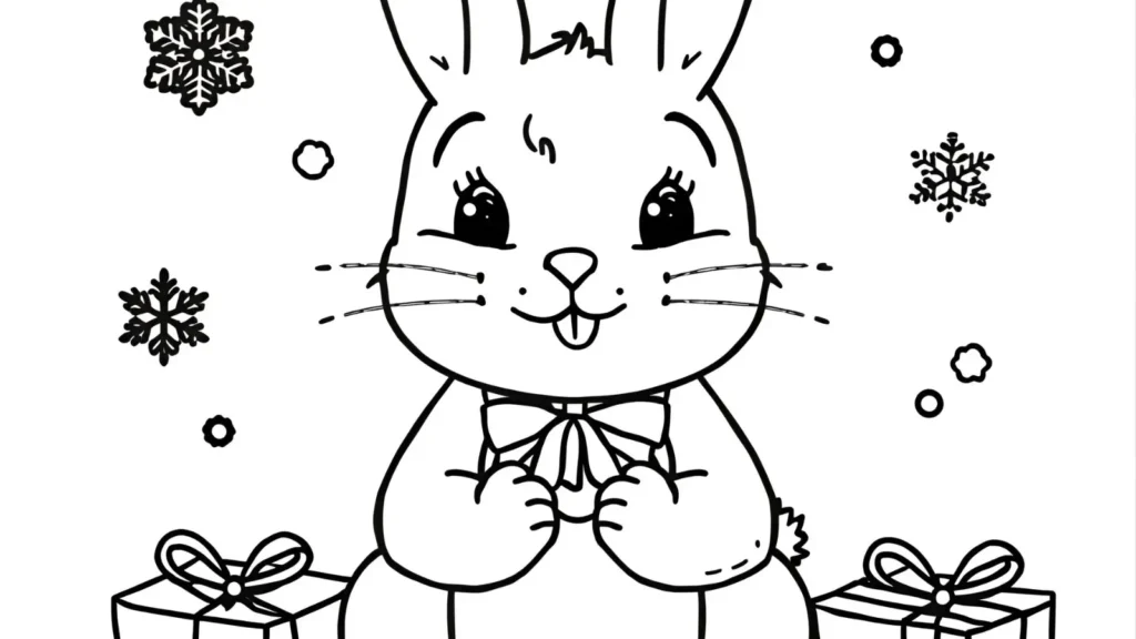 🎄 Christmas Bunny Coloring Pages