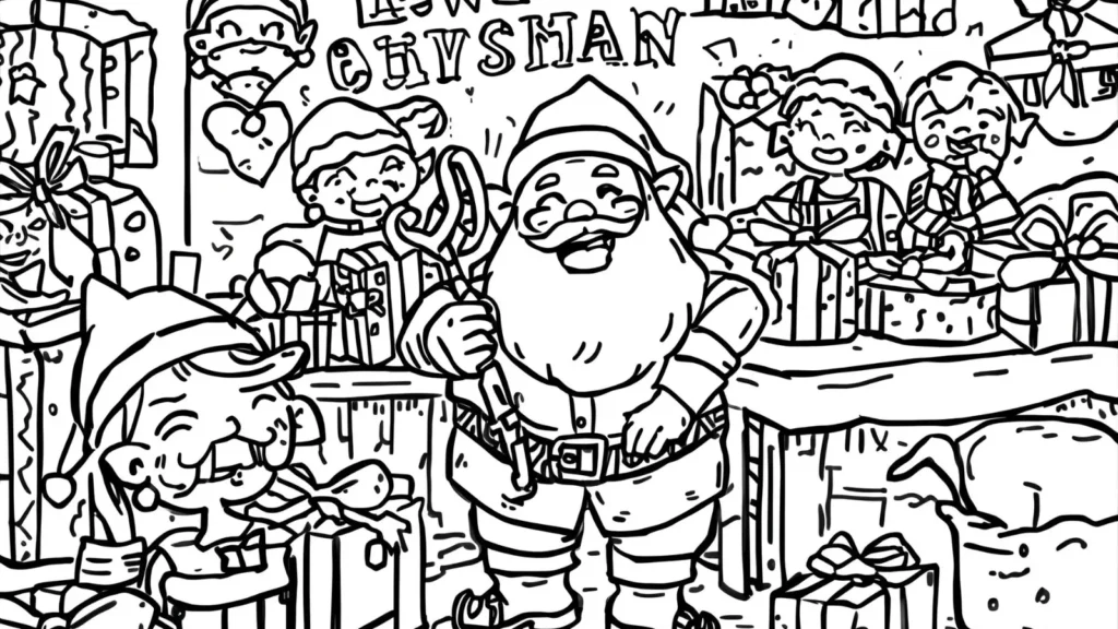 🎅🎁 Santa’s Workshop Coloring Pages