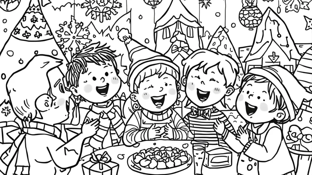 🎉 Christmas Party Coloring Pages