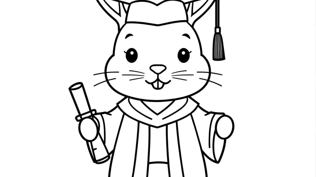 🎓 Graduation Bunny Coloring Pages