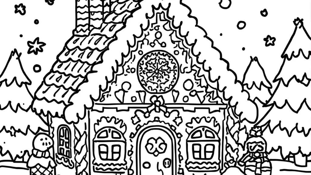 🏠 Gingerbread House Coloring Pages