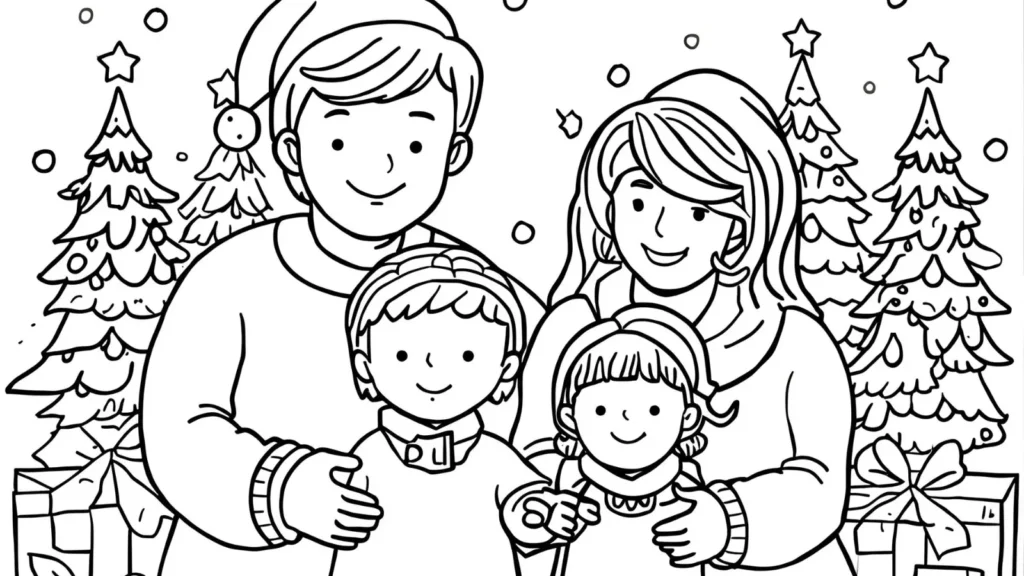 👪 Family Christmas Coloring Pages