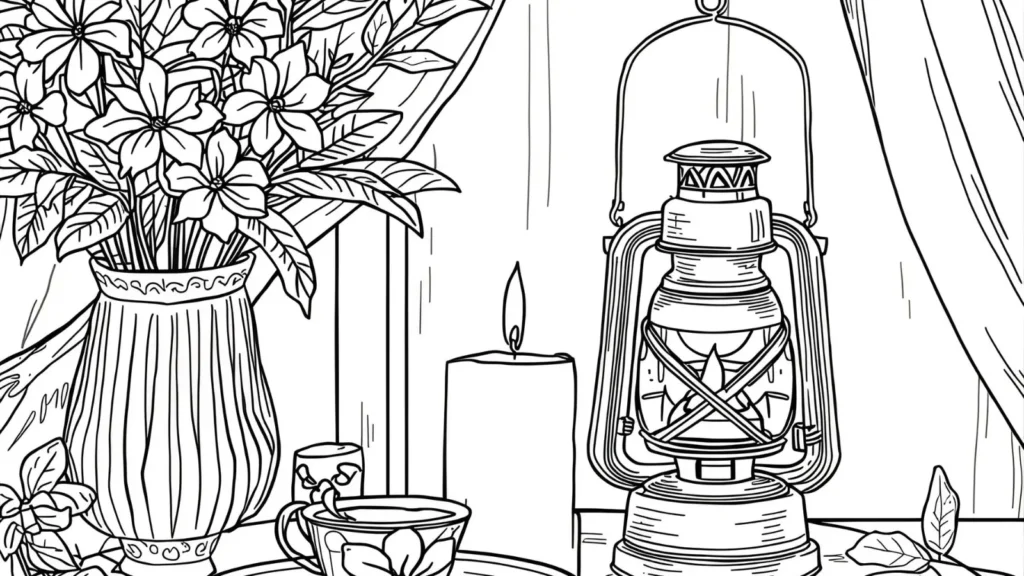 🕯️ Candle & Lantern Coloring Pages