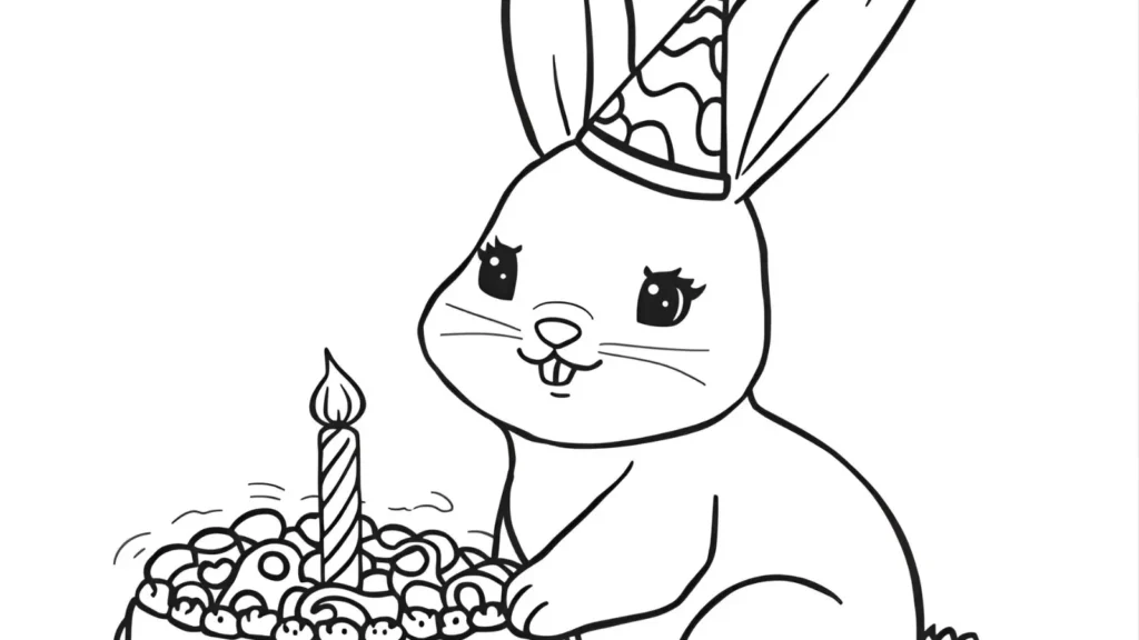 🧁 Birthday Bunny Coloring Pages