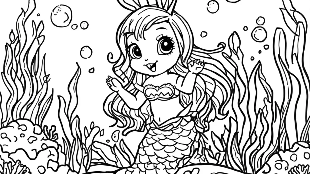 🧜 Mermaid Bunny Coloring Pages